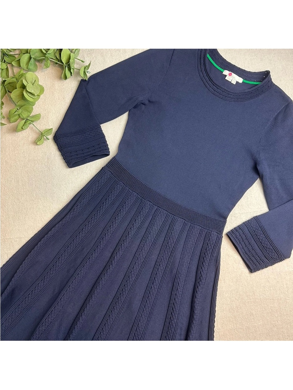 Boden Knit Midi Dress Navy Blue 3/4 Sleeve Preppy Classic - Picture 14 of 14